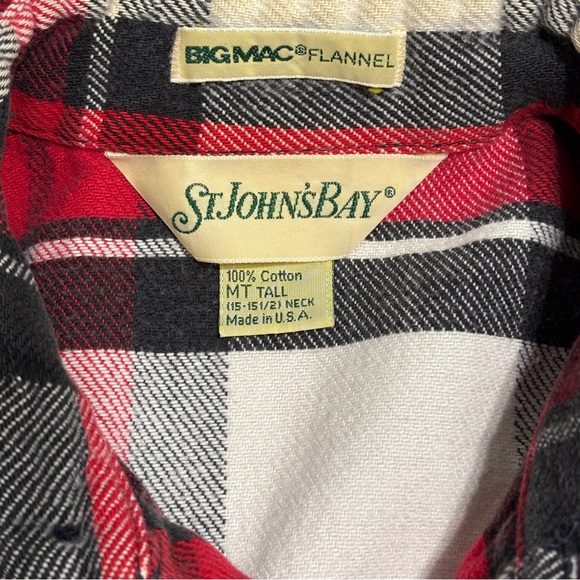 VTG St. Johns Bay BIG MAC Flannel Men's Medium Tall 100% Cotton Made in USA‎ Red - Picture 5 of 10
